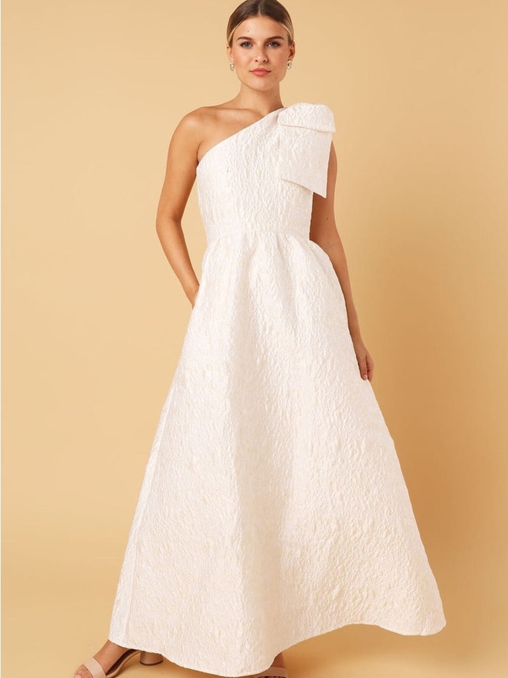 Caroline Gown White Bubble Jacquard